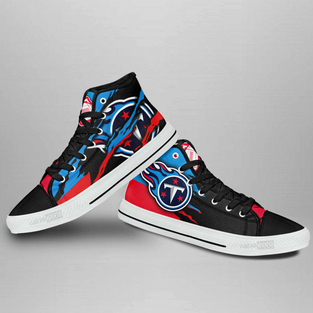 NFL Tennessee Titans Black Blue High Top Shoes NFL Tennessee Titans Black Blue High Top Shoes