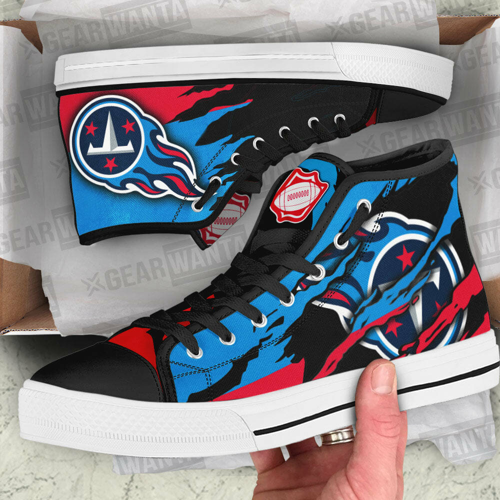 NFL Tennessee Titans Black Blue High Top Shoes NFL Tennessee Titans Black Blue High Top Shoes