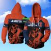 NCAA Illinois Fighting Illini Custom Name Orange Blue Skull Zip Up Hoodie