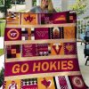 NCAA Virginia Tech Hokies Maroon Gold Quilt Blanket