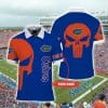 NCAA Florida Gators Custom Name Punisher Skull Blue Polo Shirt