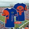 NCAA Florida Gators Custom Name Punisher Skull Blue T-Shirt