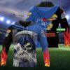 NCAA Kansas Jayhawks Custom Name Skull Blue Pullover Hoodie