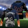 NCAA Auburn Tigers Custom Name Skull Pullover Hoodie