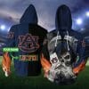 NCAA Auburn Tigers Custom Name Skull Zip Up Hoodie