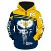 NCAA Michigan Wolverines Punisher Skull Zip Up Hoodie