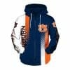 NCAA Auburn Tigers Navy Blue Orange Zip Up Hoodie
