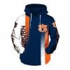 NCAA Auburn Tigers Navy Blue Orange Pullover Hoodie