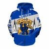 NCAA Kentucky Wildcats Blue Grey Mascot Zip Up Hoodie