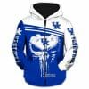 NCAA Kentucky Wildcats Punisher Skull Zip Up Hoodie