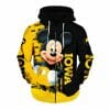 NCAA Iowa Hawkeyes Black Gold Mickey Zip Up Hoodie