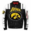 NCAA Iowa Hawkeyes Black White Mascot Bomber Jacket