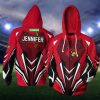 NCAA Louisville Cardinals Custom Name Red Black Zip Up Hoodie