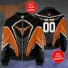 NCAA Texas Longhorns Custom Name Number Black Orange Bomber Jacket