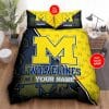 NCAA Michigan Wolverines Custom Name Maize Blue Bedding Set