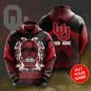NCAA Oklahoma Sooners Custom Name Skull Crimson Black Pullover Hoodie