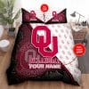 NCAA Oklahoma Sooners Custom Name Crimson White Bedding Set