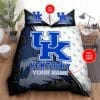 NCAA Kentucky Wildcats Custom Name Blue White Bedding Set