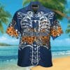 NCAA Auburn Tigers Orange Flowers Blue Hawaiian Shirt