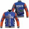 NCAA Florida Gators Jesus Blue Orange Baseball Jacket