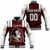 NCAA Florida State Seminoles Custom Name Number Garnet White Baseball Jacket