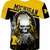 NCAA Michigan Wolverines Maize Black Skull T-Shirt