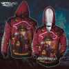 NCAA Arkansas Razorbacks Jack Skellington Red Zip Up Hoodie