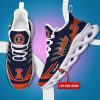 NCAA Illinois Fighting Illini Custom Name Blue Orange Max Soul Shoes