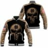 NCAA Notre Dame Fighting Irish Camo Punisher Skull Baseball Jacket