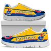 NCAA Kansas Jayhawks Custom Name Yellow Blue Running Shoes