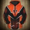 NFL Cincinnati Bengals Lightning Orange Black Zip Up Hoodie