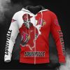 NCAA Louisville Cardinals Red White Skull Zip Up Hoodie