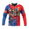 NCAA Kansas Jayhawks Custom Number Blue Red Zip Up Hoodie