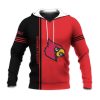 NCAA Louisville Cardinals Custom Text Number Red Black Pullover Hoodie V3