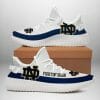 NCAA Notre Dame Fighting Irish White Blue Yeezy Boost Sneakers