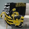 NCAA Iowa Hawkeyes Black Gold Mascot Fleece Blanket