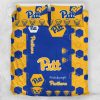 NCAA Pittsburgh Panthers Blue Yellow Hexagon Bedding Set