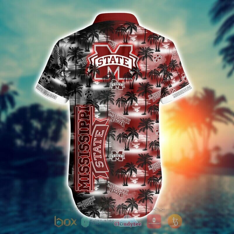 NCAA Mississippi State Bulldogs Coconut Tree Maroon Grey Hawaiian Shirt