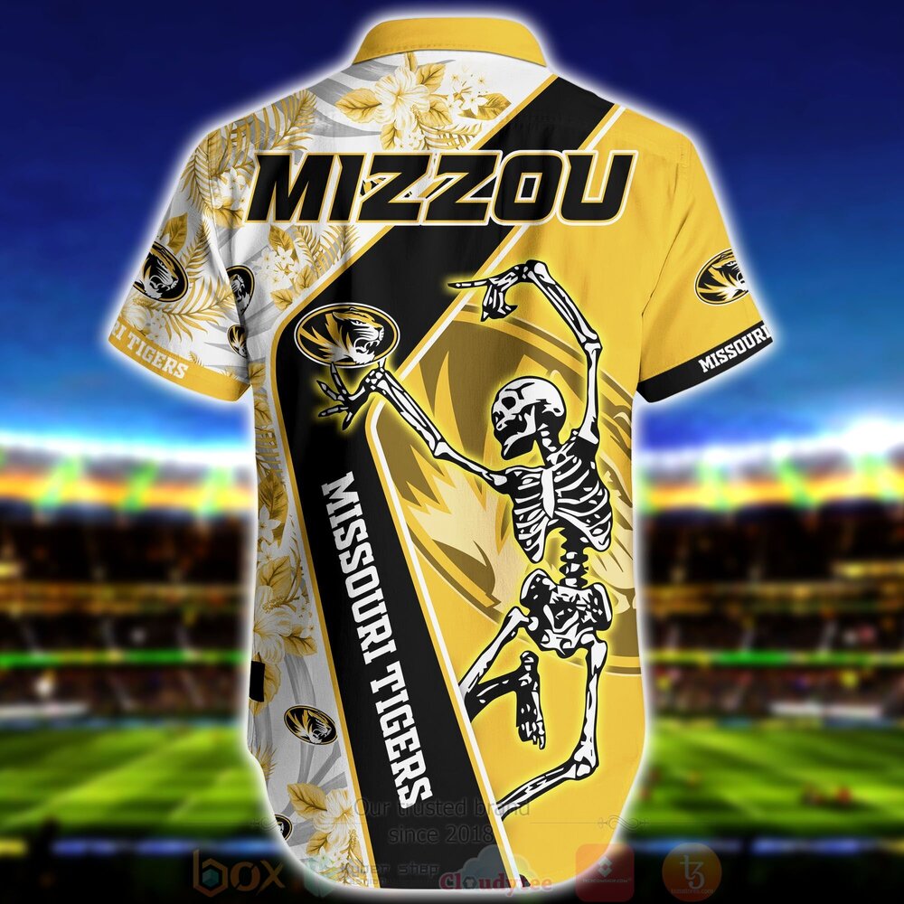 NCAA Missouri Tigers Skeleton Gold Black Hawaiian Shirt NCAA Missouri Tigers Skeleton Gold Black Hawaiian Shirt