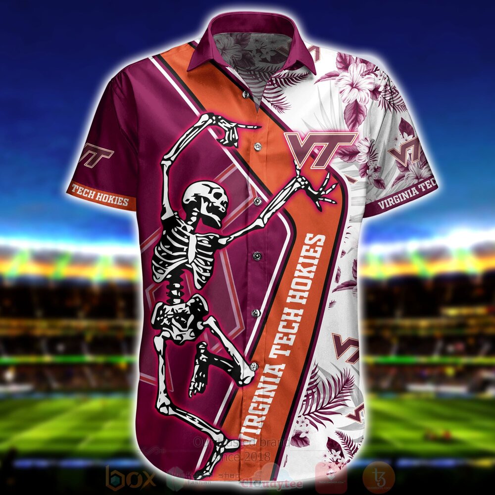 NCAA Virginia Tech Hokies Skeleton Hawaiian Shirt NCAA Virginia Tech Hokies Skeleton Hawaiian Shirt