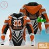 NFL Cincinnati Bengals Custom Name Orange Grey Zip Up Hoodie