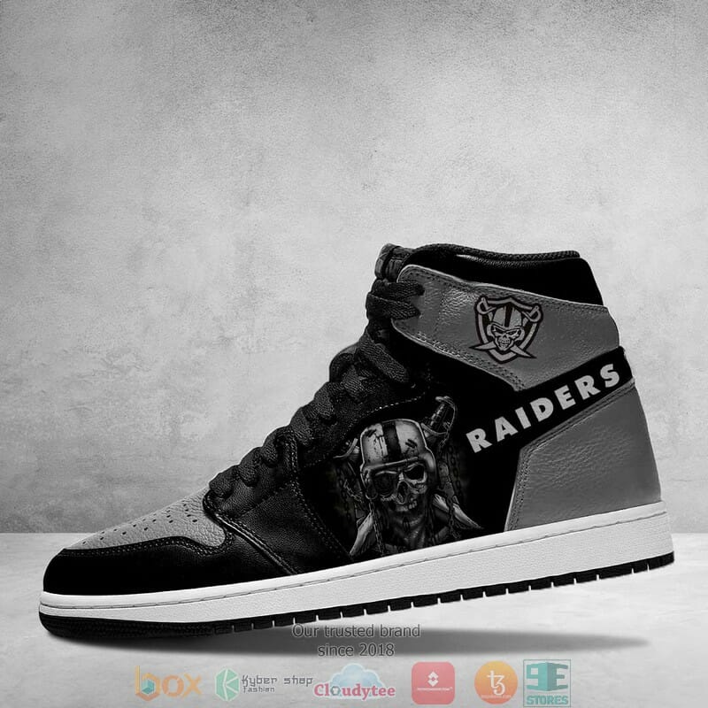 NFL Las Vegas Raiders Black Silver Air Jordan 1 High Sneakers NFL Las Vegas Raiders Black Silver Air Jordan 1 High Sneakers