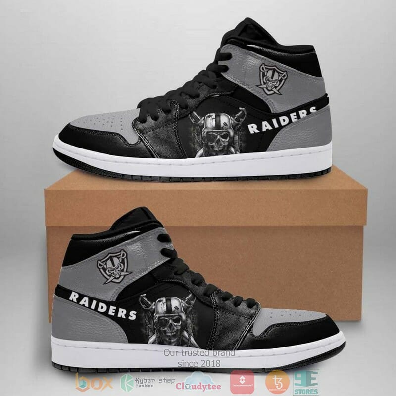 NFL Las Vegas Raiders Black Silver Air Jordan 1 High Sneakers NFL Las Vegas Raiders Black Silver Air Jordan 1 High Sneakers