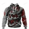 NCAA Oklahoma Sooners Custom Name Number Skull Grey Crimson Pullover Hoodie