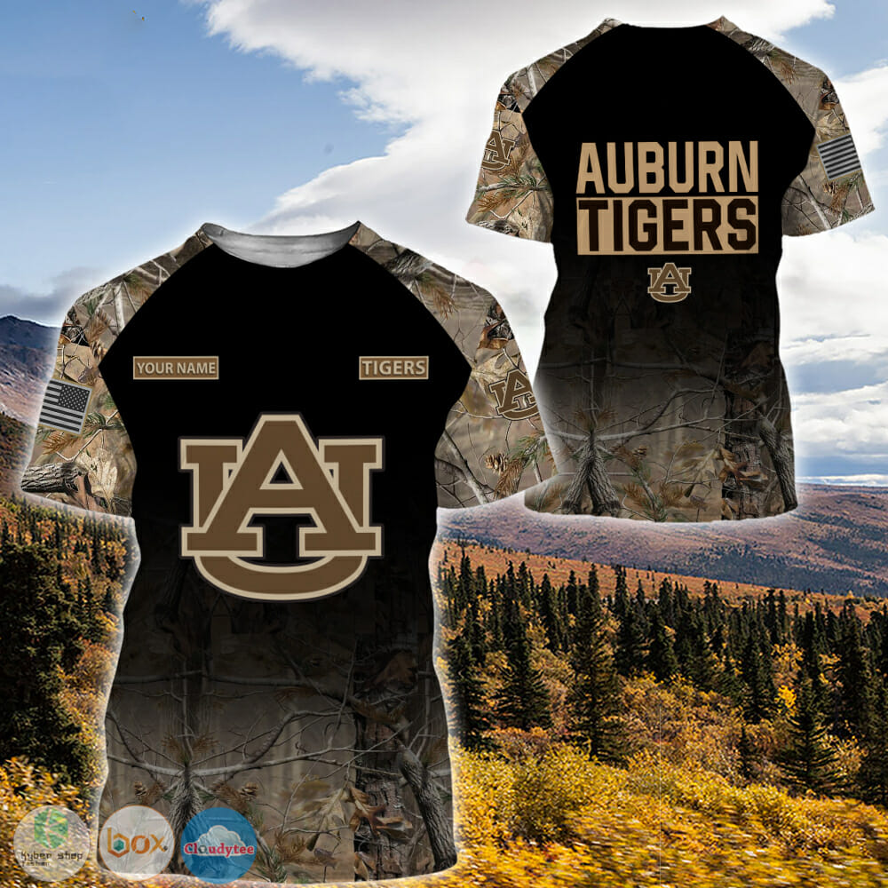 NCAA Auburn Tigers Custom Name Black Forest T-Shirt