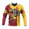 NCAA USC Trojans Custom Number Cardinal Gold Mascot Pullover Hoodie