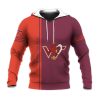 NCAA Virginia Tech Hokies Custom Text Number Maroon Orange Pullover Hoodie
