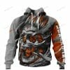 NCAA Texas Longhorns Custom Name Number Grey Skull Pullover Hoodie