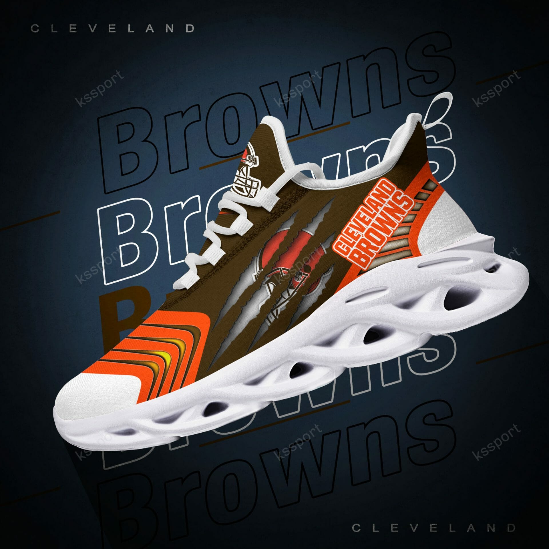 NFL Cleveland Browns Brown Orange Max Soul Shoes NFL Cleveland Browns Brown Orange Max Soul Shoes