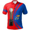NCAA Kansas Jayhawks Custom Text Champions Red Blue Polo Shirt